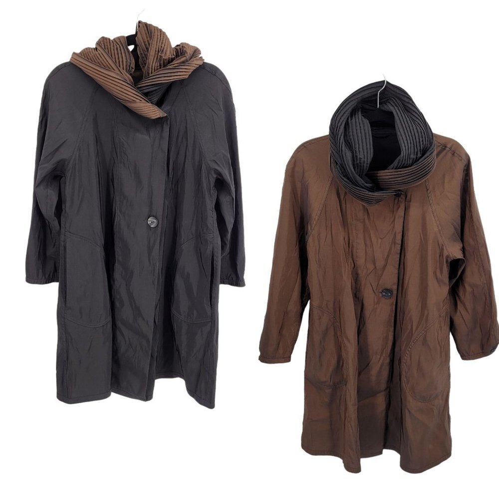 Mycra Pac now womens XS Reversible Bronze Black raincoat cloak removable hood